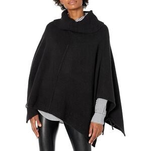 Cable Stitch Women's Size L/XL Black Poncho Cape Sweater